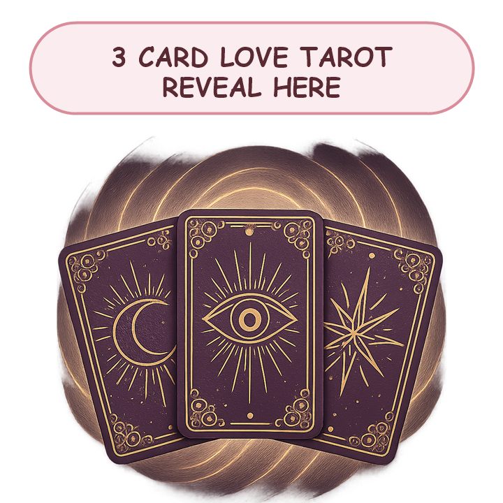 Three tarot cards fanned face-up, The Moon card prominent